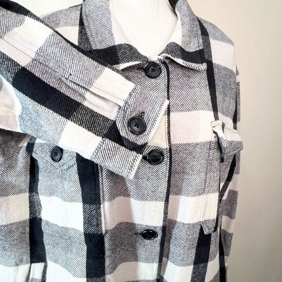 Lucky Brand Plaid Shacket Button Front Flannel Large - Picture 4 of 13